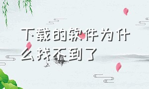 下载的软件为什么找不到了