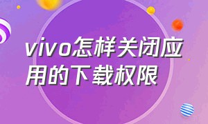 vivo怎样关闭应用的下载权限（怎么设置禁止下载某个应用vivo）