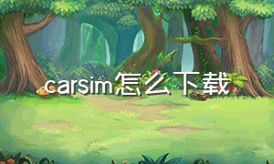 carsim怎么下载