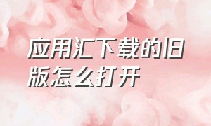 应用汇下载的旧版怎么打开