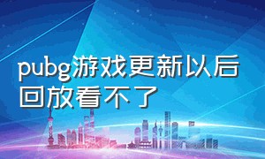 pubg游戏更新以后回放看不了