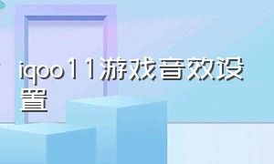 iqoo11游戏音效设置（iqoo8游戏声音小）