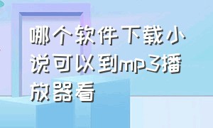 哪个软件下载小说可以到mp3播放器看