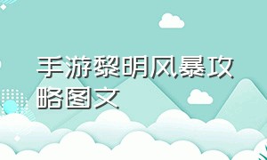 手游黎明风暴攻略图文（手游黎明风暴攻略图文）