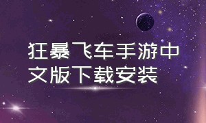 狂暴飞车手游中文版下载安装（狂暴飞车手游中文版下载安装最新）