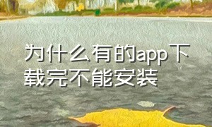 为什么有的app下载完不能安装（为何下载了app无法安装）