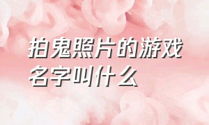 拍鬼照片的游戏名字叫什么