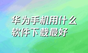 华为手机用什么软件下载最好