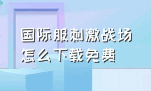 国际服刺激战场怎么下载免费