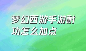 梦幻西游手游耐功怎么加点