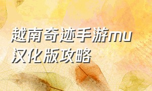 越南奇迹手游mu汉化版攻略