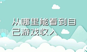 从哪里能看到自己游戏收入