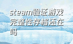 steam验证游戏完整性存档还在吗（steam验证游戏完整性后怎么不修复）