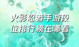 火影忍者手游段位排行榜在哪看