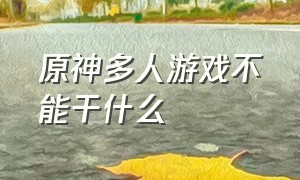 原神多人游戏不能干什么（原神多人游戏怎么换成单人模式）