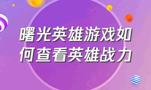 曙光英雄游戏如何查看英雄战力（曙光英雄怎么在游戏中发全部消息）