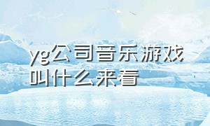 yg公司音乐游戏叫什么来着（yg公司和yg游戏公司一样的吗）