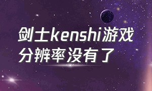 剑士kenshi游戏分辨率没有了