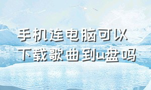 手机连电脑可以下载歌曲到u盘吗（手机里怎么下载歌曲到u盘上）