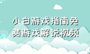 小白游戏指南免费游戏解说视频