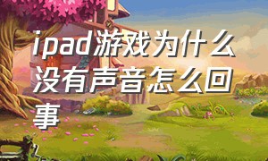 ipad游戏为什么没有声音怎么回事