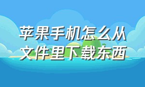 苹果手机怎么从文件里下载东西（如何在苹果手机里找到下载的文件）