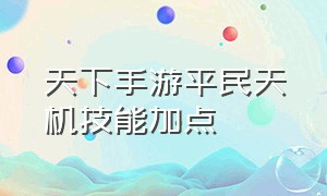 天下手游平民天机技能加点