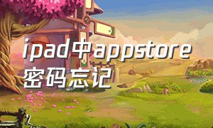 ipad中appstore密码忘记