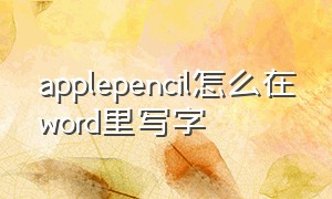 applepencil怎么在word里写字