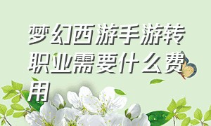 梦幻西游手游转职业需要什么费用