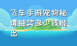 飞车手游宠物秘境抽奖多少钱能出