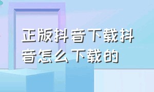 正版抖音下载抖音怎么下载的（正版抖音下载抖音怎么下载的视频）