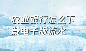 农业银行怎么下载电子版流水