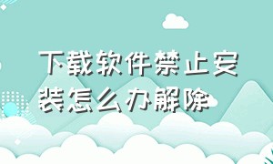 下载软件禁止安装怎么办解除（安装软件显示风险禁止安装怎么办）