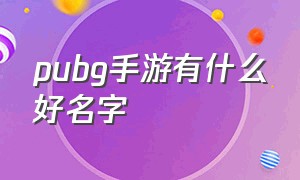 pubg手游有什么好名字