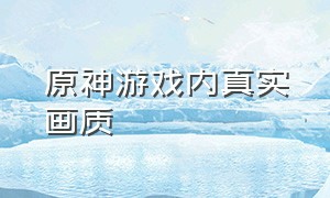 原神游戏内真实画质（原神游戏内实录最高画质）