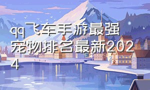 qq飞车手游最强宠物排名最新2024