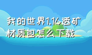 我的世界1.16透矿材质包怎么下载