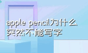 apple pencil为什么突然不能写字