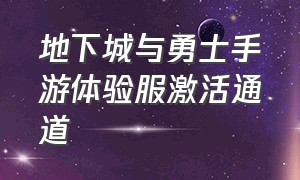 地下城与勇士手游体验服激活通道（地下城与勇士手游激活码和内测号）