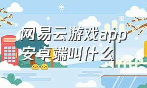 网易云游戏app安卓端叫什么