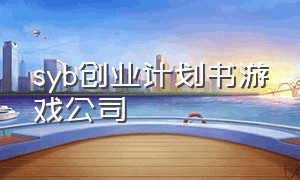 syb创业计划书游戏公司