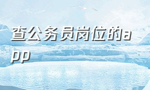 查公务员岗位的app（哪个软件能查询公务员岗位）