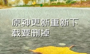 原神更新重新下载要删掉（原神没有提前下载更新包怎么办）