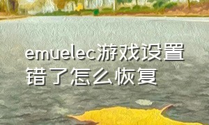 emuelec游戏设置错了怎么恢复（emuelec怎么关闭游戏）