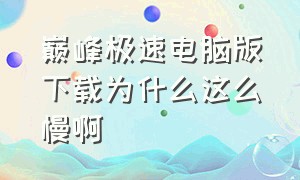 巅峰极速电脑版下载为什么这么慢啊