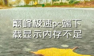 巅峰极速pc端下载显示内存不足