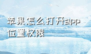 苹果怎么打开app位置权限