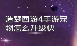 造梦西游4手游宠物怎么升级快