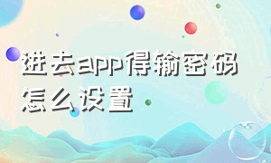 进去app得输密码怎么设置（进去app得输密码怎么设置不了）